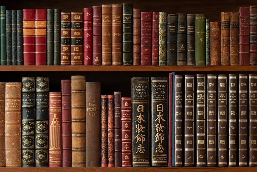 Regal mit alten, ledergebundenen Büchern, sinnbildlich für das Forum-Archiv